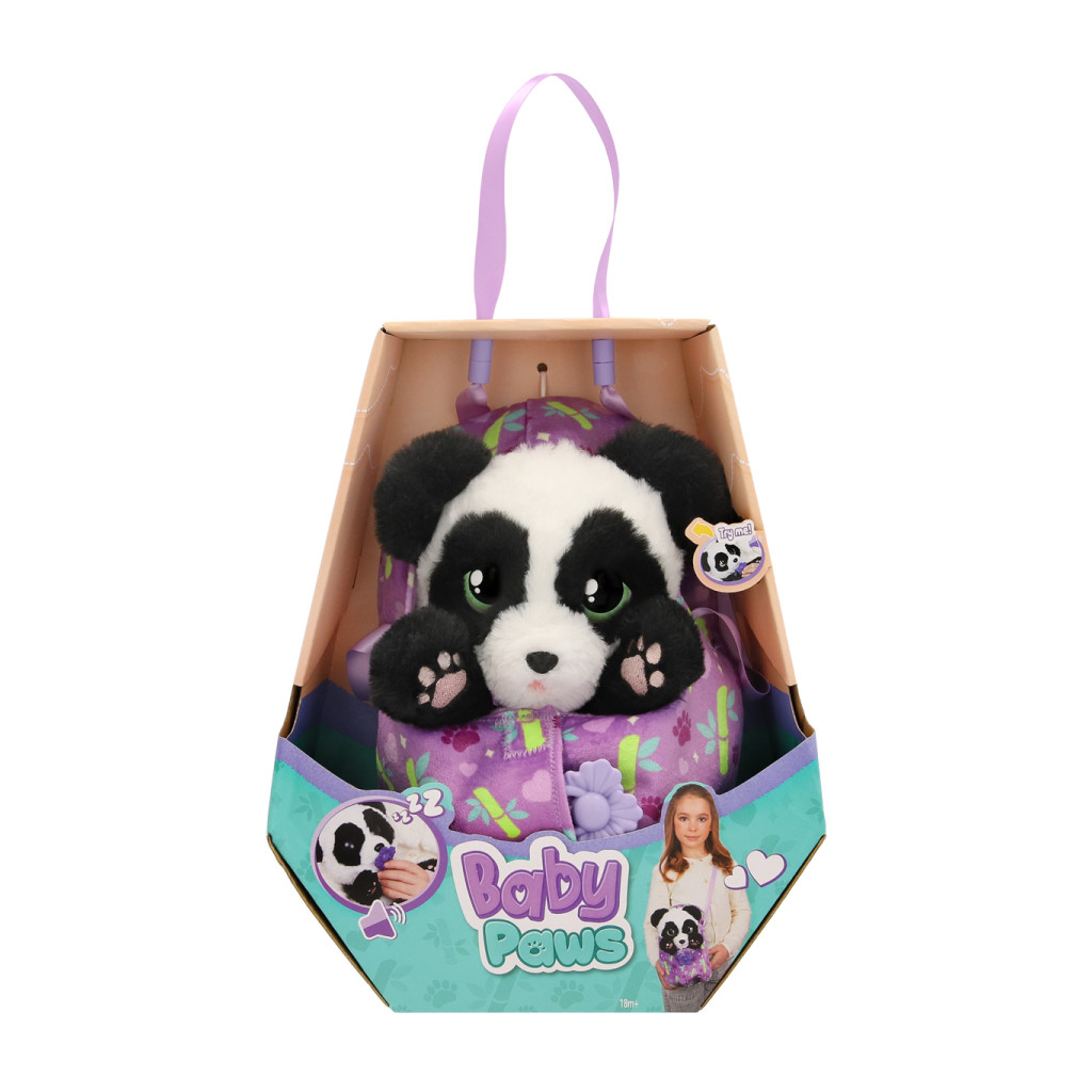 Panda interactivă Baby Paws W3 cu gentuță și suzetă, 24 cm