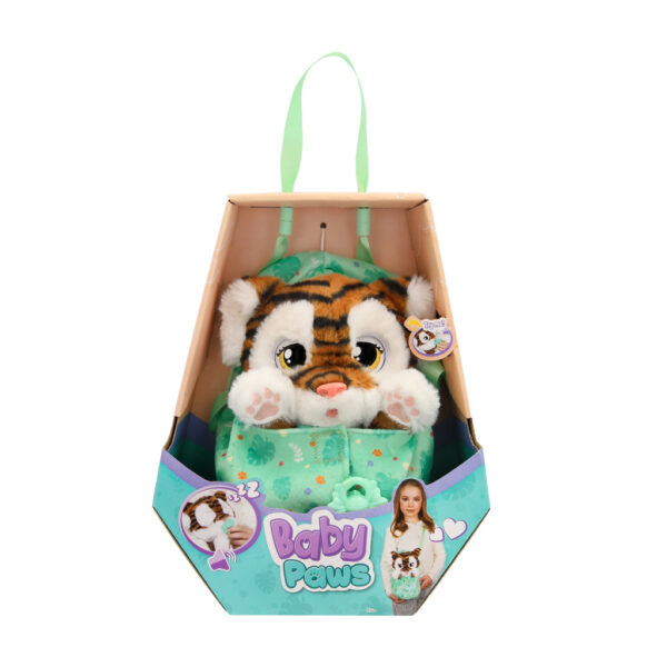 Tigru interactiv Baby Paws W3 cu gentuță și suzetă, 22 cm